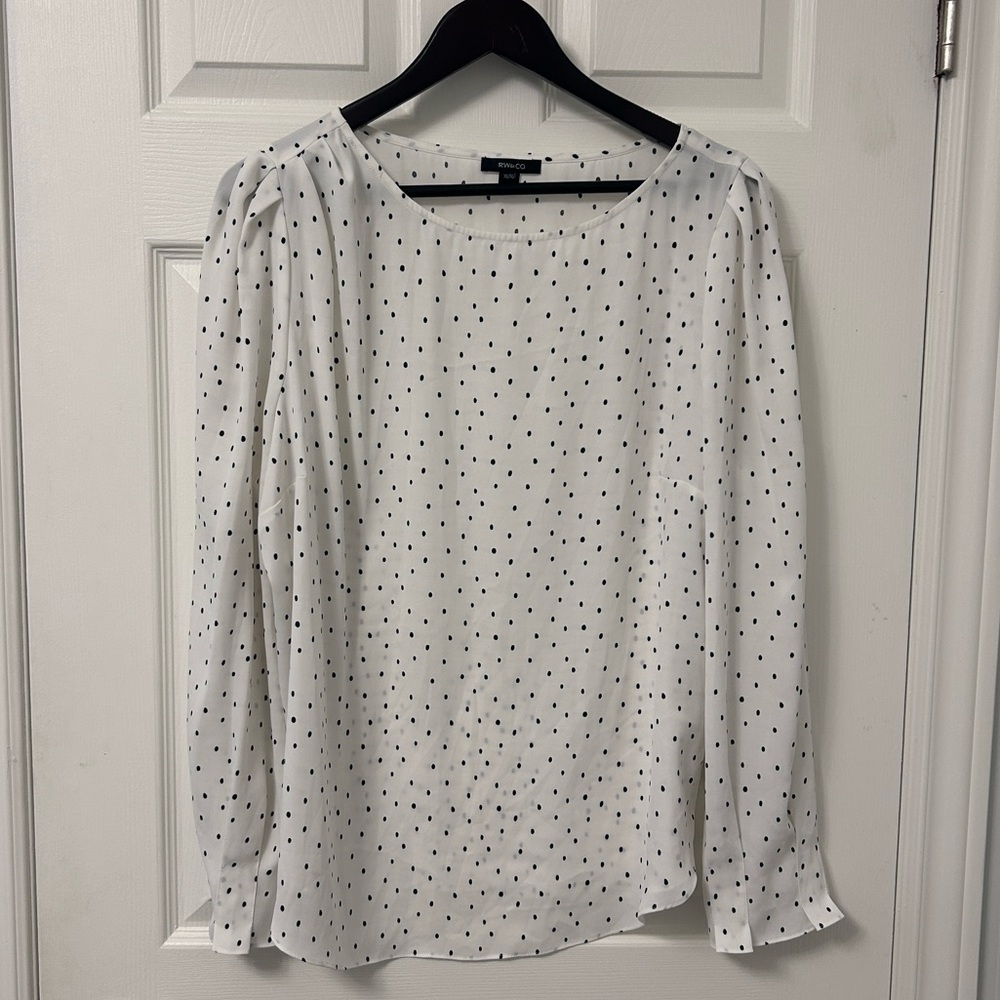 RW & Co. Polka Dot Blouse (XL)